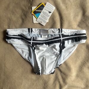 NWT Marcuse Black and White Patterned Swim Brief